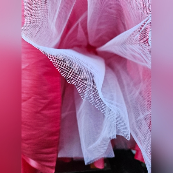 Watermelon Pink Embellished Strapless Gown - Picture 10 of 16